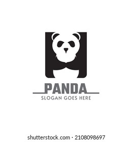 Panda letter H design logo template