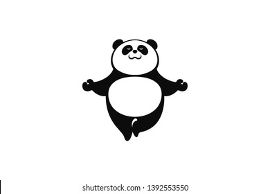 A panda is levitating off the ground