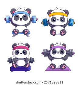 Panda lifting weights, package design