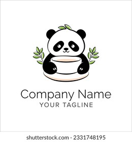 diseño del logotipo de arte de la línea panda. Simple y moderno vector de ilustración de logotipo animal minimalista.