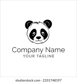 panda line art logo design. Simple modern minimalist animal logo illustration vector.