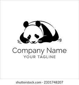 panda line art logo design. Simple modern minimalist animal logo illustration vector.