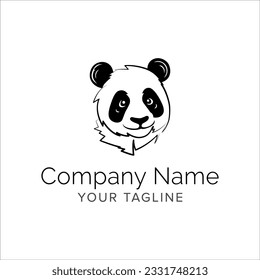 panda line art logo design. Simple modern minimalist animal logo illustration vector.