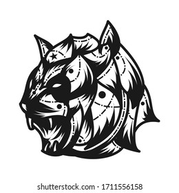 Panda line art mascot logo illustration