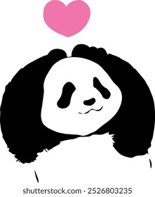 
Panda line art, minimalist drawing style using straight or curved lines to create images without shading or color.