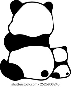 
Panda line art, minimalist drawing style using straight or curved lines to create images without shading or color.