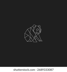 Panda línea de arte simple y lindo diseño de logotipo de la vida silvestre.