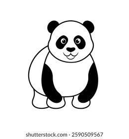 panda line art vector on white background