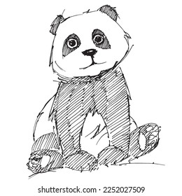 Panda. Dibujo de línea de un animal. Ilustración vectorial de un panda. Oso