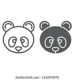 Panda line and glyph icon, zoo and animal, fauna sign, vector graphics, a linear pattern on a white background, eps 10.