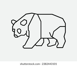 Panda Line Icon Wild Animal Geometry Design Wildlife Zoo Creature Nature China Art Chinese Bear Walk Black White Outline Shape Sign Symbol EPS Vector
