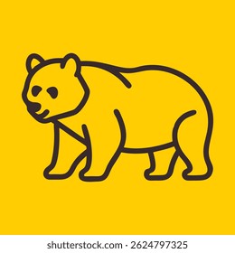Panda line logo. Black panda linear icon isolated on yellow background. Vector illustration.