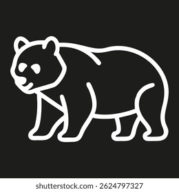 Panda line logo. Black panda linear icon isolated on black background. Vector illustration.