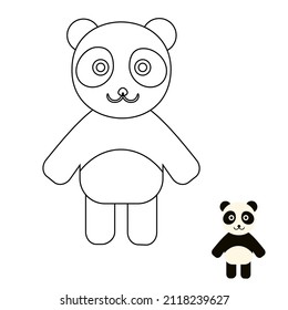 Ilustración lineal panda. Libro de Colores para niños.