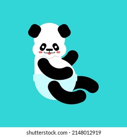 Panda Little baby. Chinese bear little kid. beast small children. Vector illustration