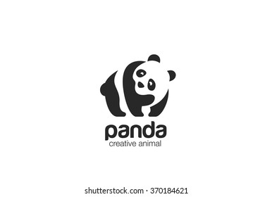 Panda Logo abstract design vector template Negative space style.
Wild animal zoo Logotype bear concept icon.