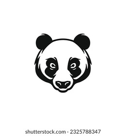 Panda Logo of animal face vector, Panda Bear Head silhouette clipart, mascot esports icon, cartoon symbol, isolated on white background.