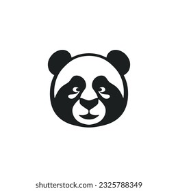 Panda Logo of animal face vector, Panda Bear Head silhouette clipart, mascot esports icon, cartoon symbol, isolated on white background.