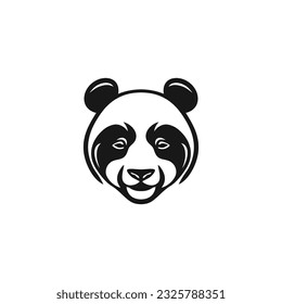Panda Logo del vector de la cara animal, portaobjetos de la silueta de la cabeza del oso de Panda, icono de la mascota, símbolo de la caricatura, aislado en fondo blanco.