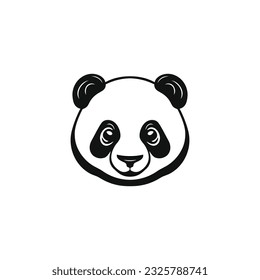 Panda Logo of animal face vector, Panda Bear Head silhouette clipart, mascot esports icon, cartoon symbol, isolated on white background.