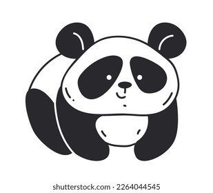 Logo de Panda icono de la silueta animal concepto de arte de la línea. Ilustración de elementos de diseño gráfico de dibujos animados