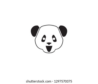 panda logo black and white head vector 