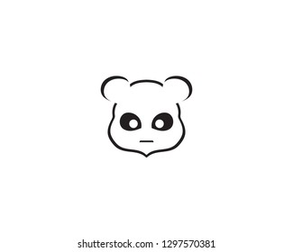panda logo black and white head vector 