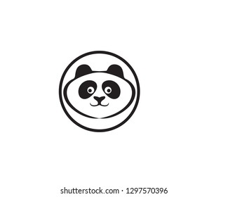 panda logo black and white head vector 