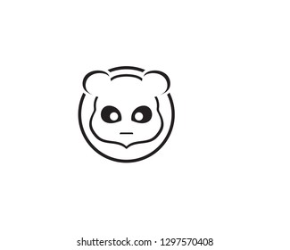 panda logo black and white head vector 