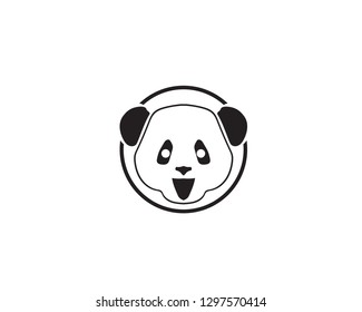 panda logo black and white head vector 