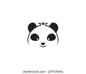 panda logo black and white head vector 