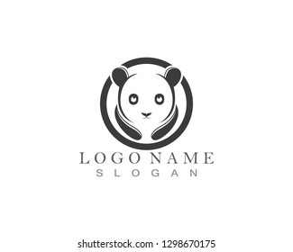 panda logo black and white head