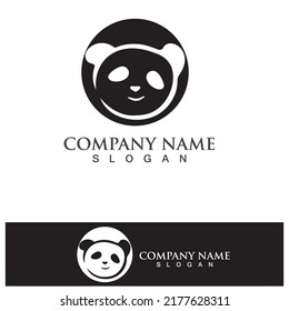 panda logo black and white head vector 