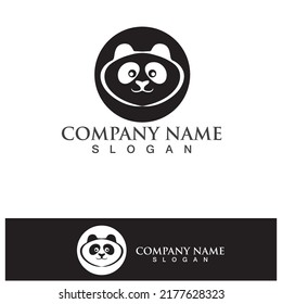 panda logo black and white head vector 