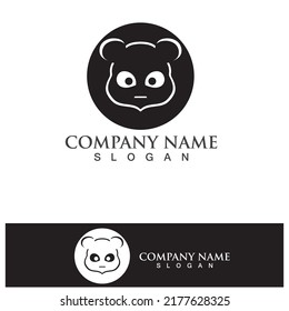Panda-Logo, schwarz-weißer Kopf-Vektorgrafik 