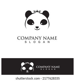 panda logo black and white head vector 