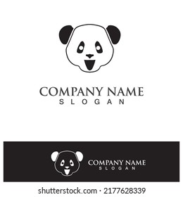 panda logo black and white head vector 