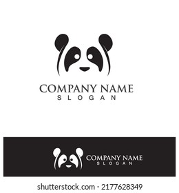 panda logo black and white head vector 