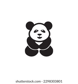 logo panda imagen vectorial de diseño simple en blanco negro