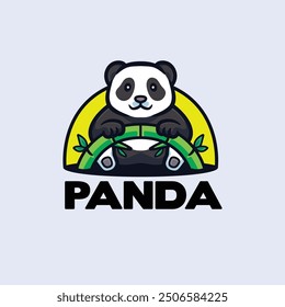 Panda logo cartoon mascot fruit vector illustration
