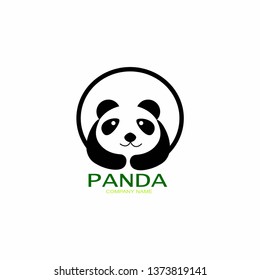 panda logo design, panda in the circle logo vector illustration