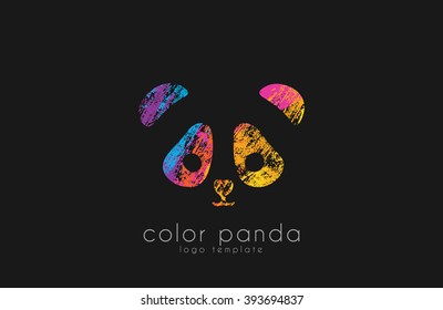 Panda logo design. Color panda. Animal logo. Creative logo. Sweet logo.