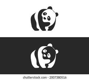 Diseño del logotipo de Panda Espacio negativo. Zoológico de animales salvajes Icono de logotipo