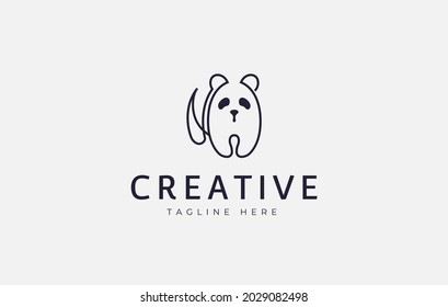 Panda Logo Design Template. Simple Panda Line Design. Creative Vector Icon Design Concept.