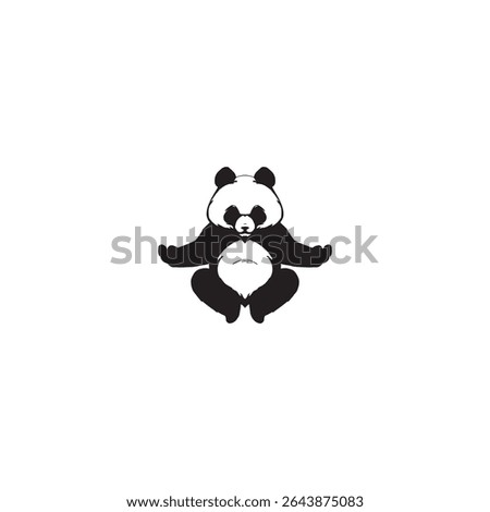 Panda Logo design vector illustration, black and white panda mascot style, panda love logo hipster retro vintage vector icon,