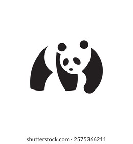 panda logo design vector template. cute panda illustration vector design. panda icon design vector for any business. animal, dog , cat, wolf, fox, perfect for Stickers, Prints for Clothing, Coloring.