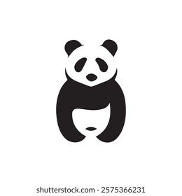 panda logo design vector template. cute panda illustration vector design. panda icon design vector for any business. animal, dog , cat, wolf, fox, perfect for Stickers, Prints for Clothing, Coloring.