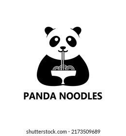 panda logo eating noodles abstract vector