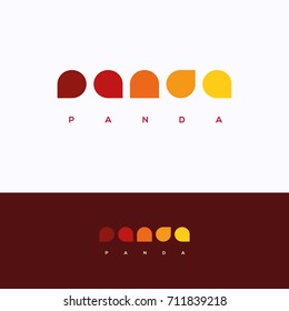 Panda logo. Panda five color logotype. Panda simplified letter shape logo