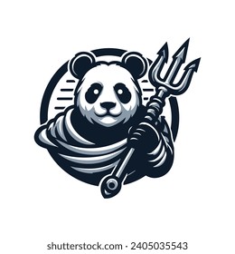 panda logo holding a trident